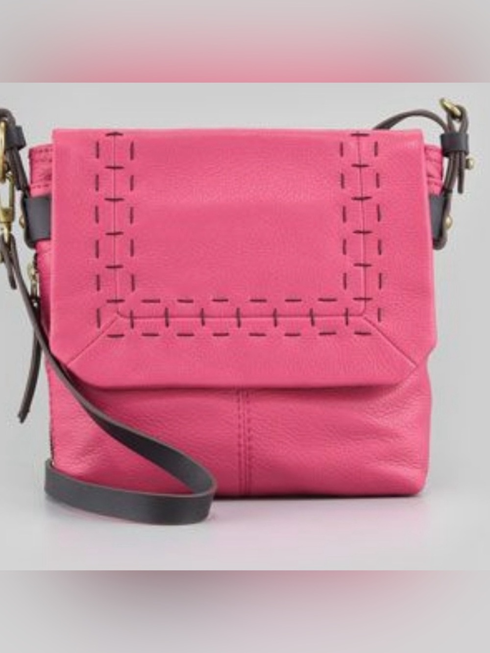 orYANY Compact Pebbled Leather Crossbody – Fuchsia Pink